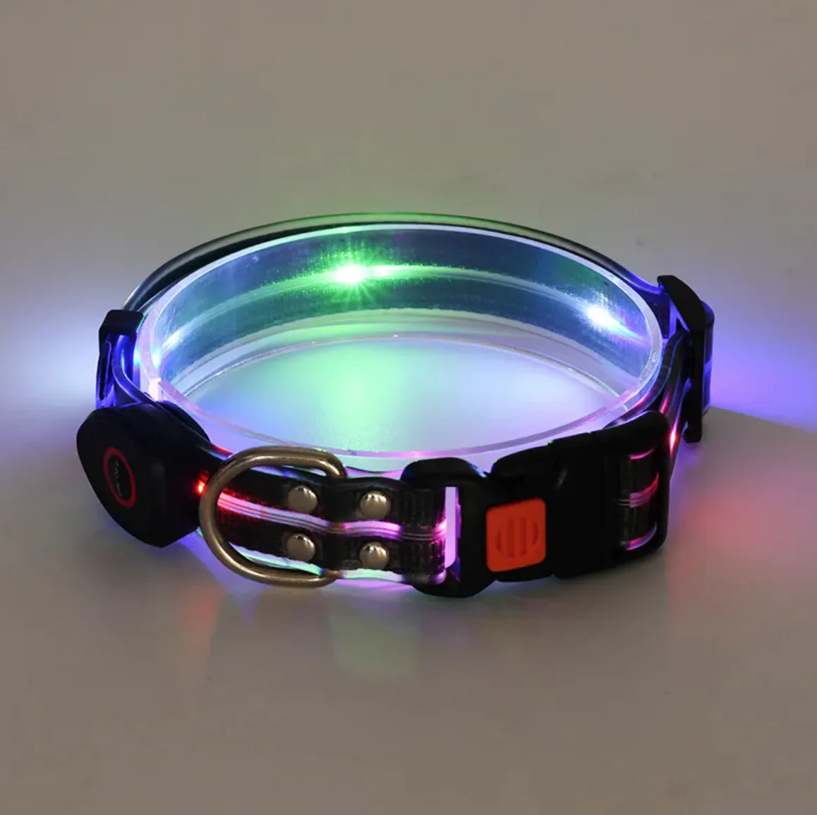 Rechargeable LED Pet Collar with Nylon Leash – USB Charging & Night Visibility