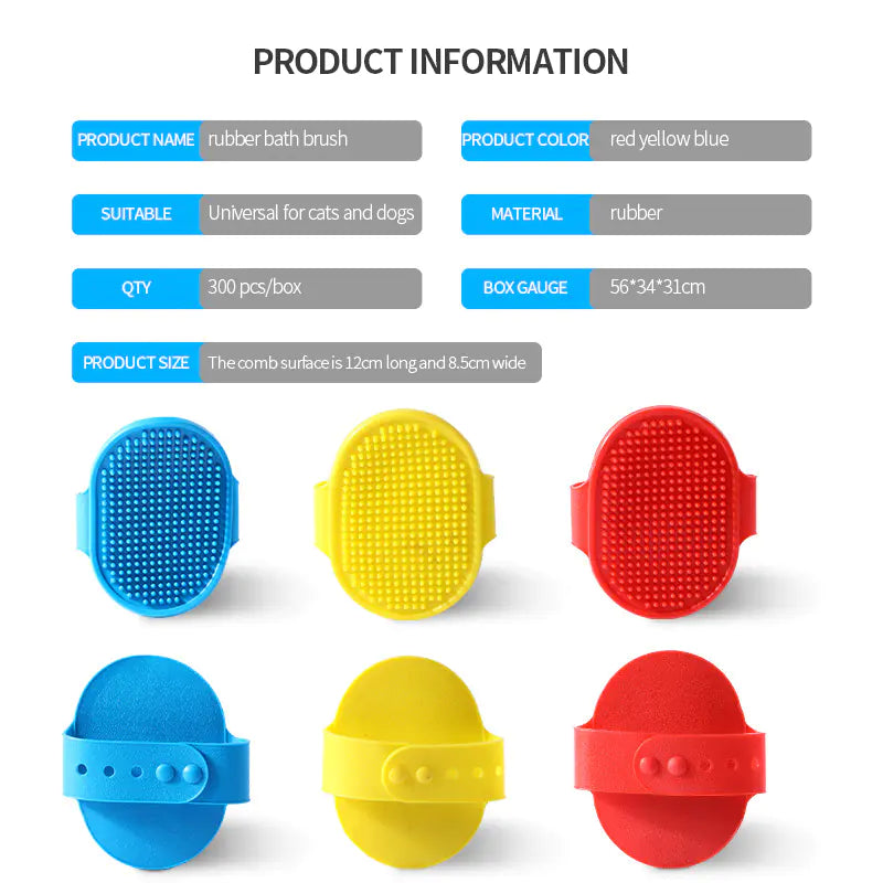 Soft Rubber Grooming & Massage Brush for Dogs and Cats – Gentle Deshedding Tool for Bath or Daily Use
