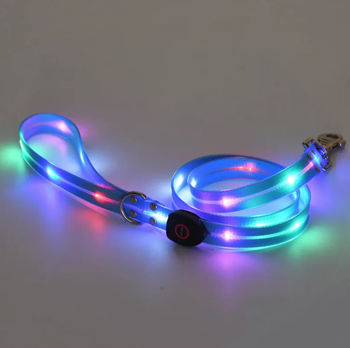 Rechargeable LED Pet Collar with Nylon Leash – USB Charging & Night Visibility