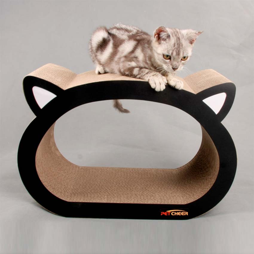 Durable corrugated paper Cat Head Scratching Board that promotes healthy claws and prevents furniture damage.