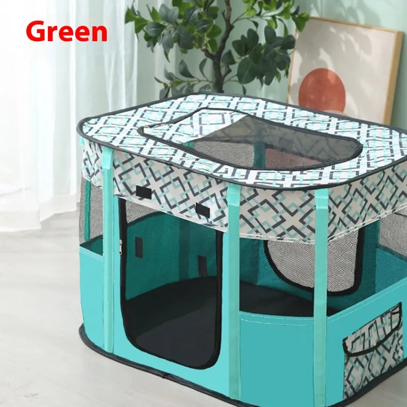 Interior of foldable cat birth tent with waterproof base