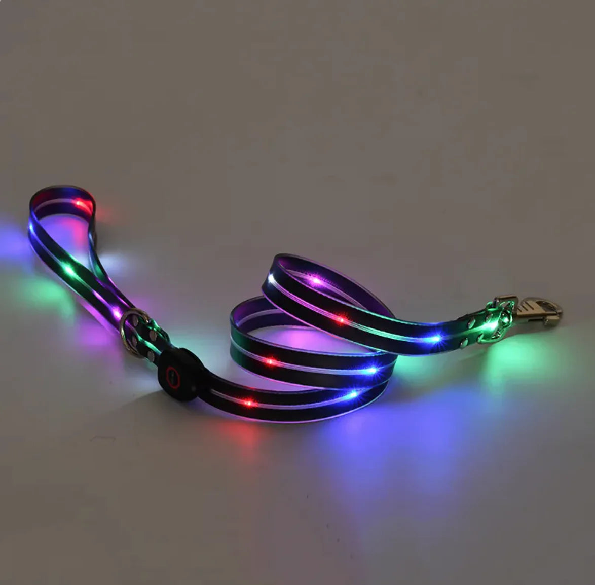 Rechargeable LED Pet Collar with Nylon Leash – USB Charging & Night Visibility