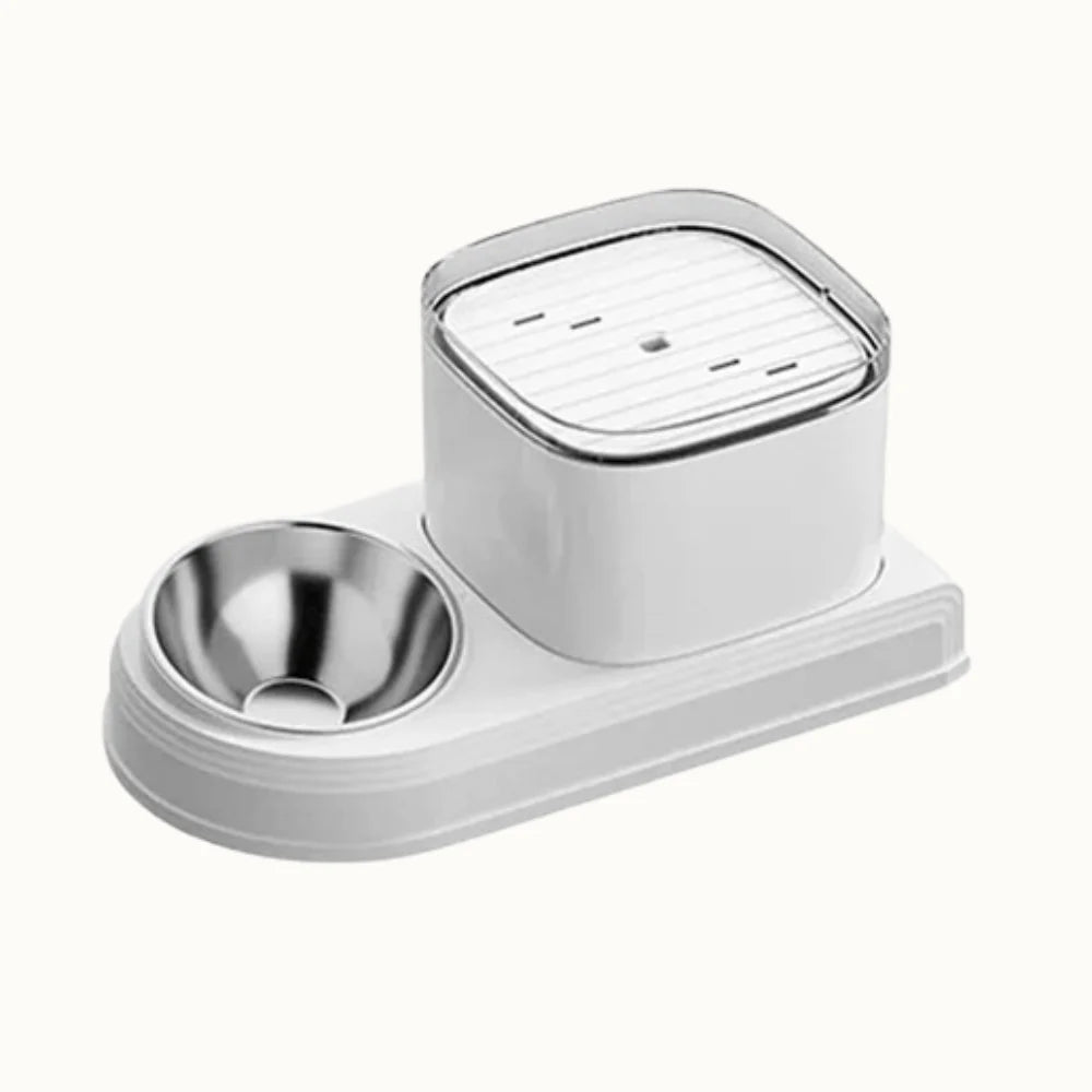 Automatic Cat Water Fountain with Feeding Bowl