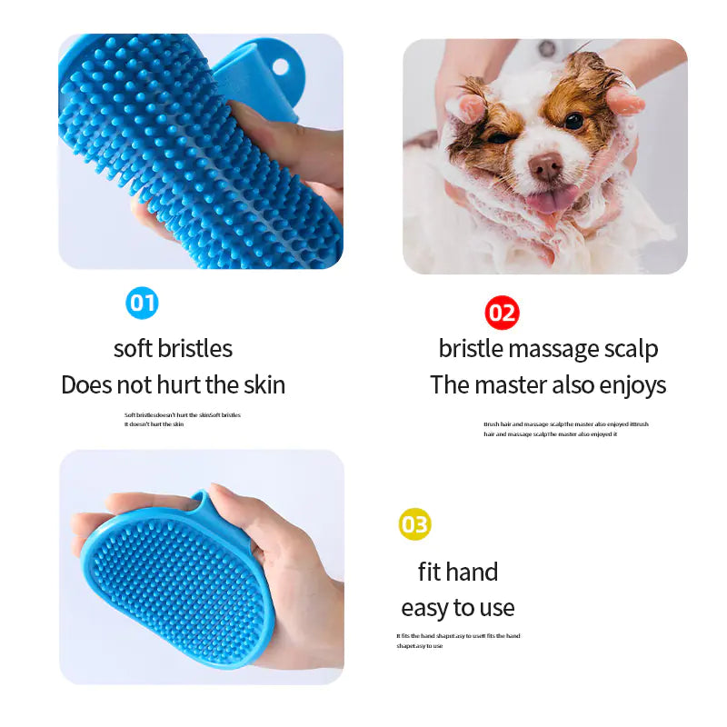 Soft Rubber Grooming & Massage Brush for Dogs and Cats – Gentle Deshedding Tool for Bath or Daily Use
