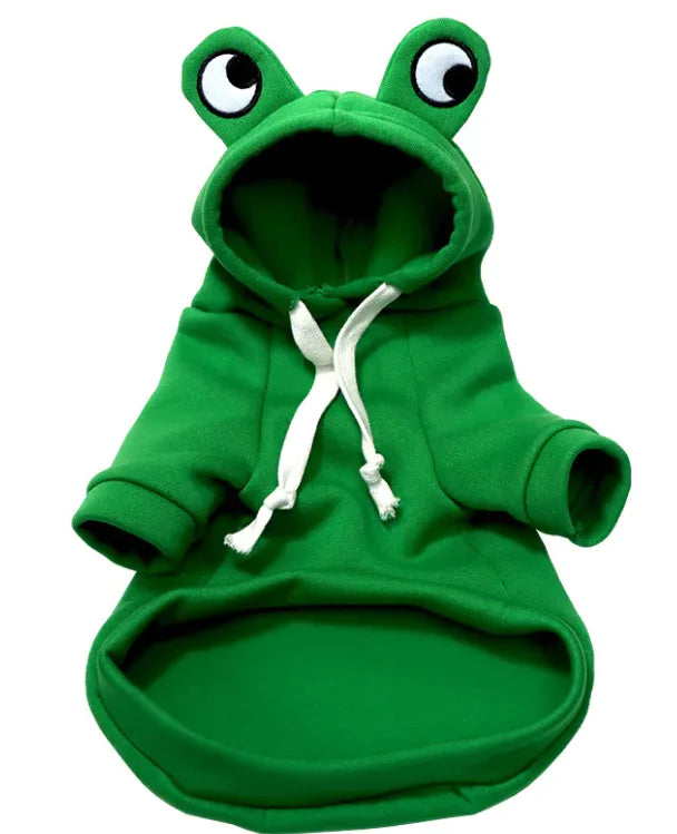 Soft Warm Cat Clothes – Cozy Frog Costume Hoodie for Cats