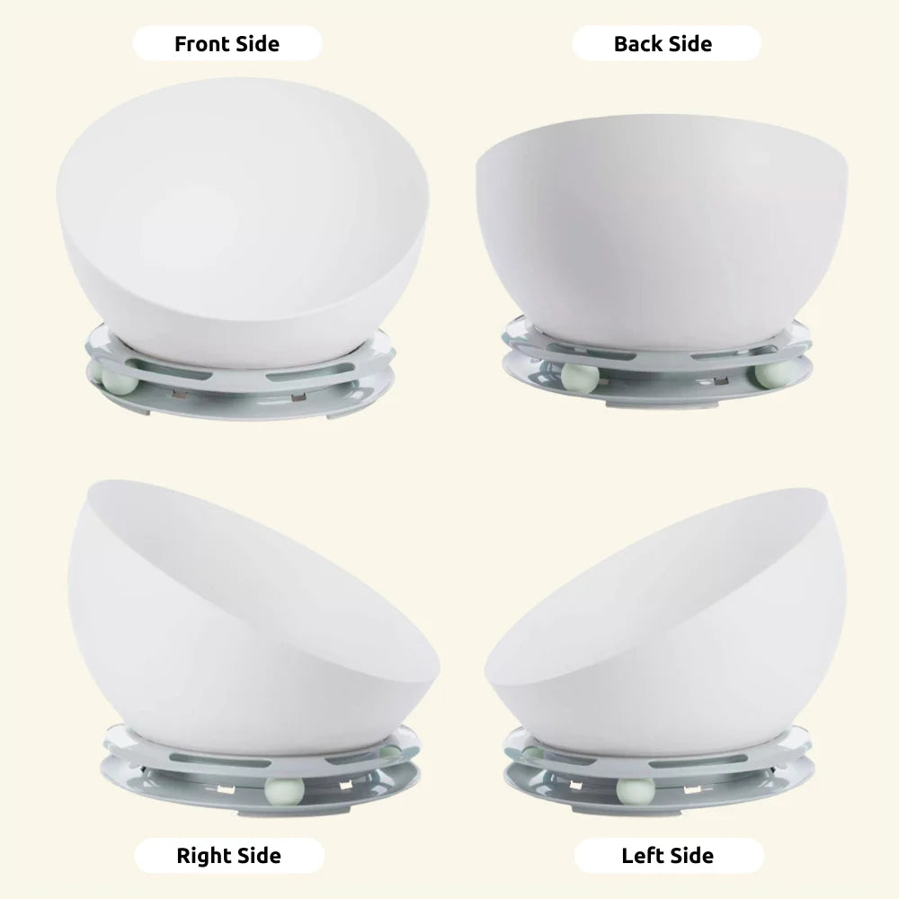 2-in-1 Mochi Round Cat Bed with Built-In Rolling Toy