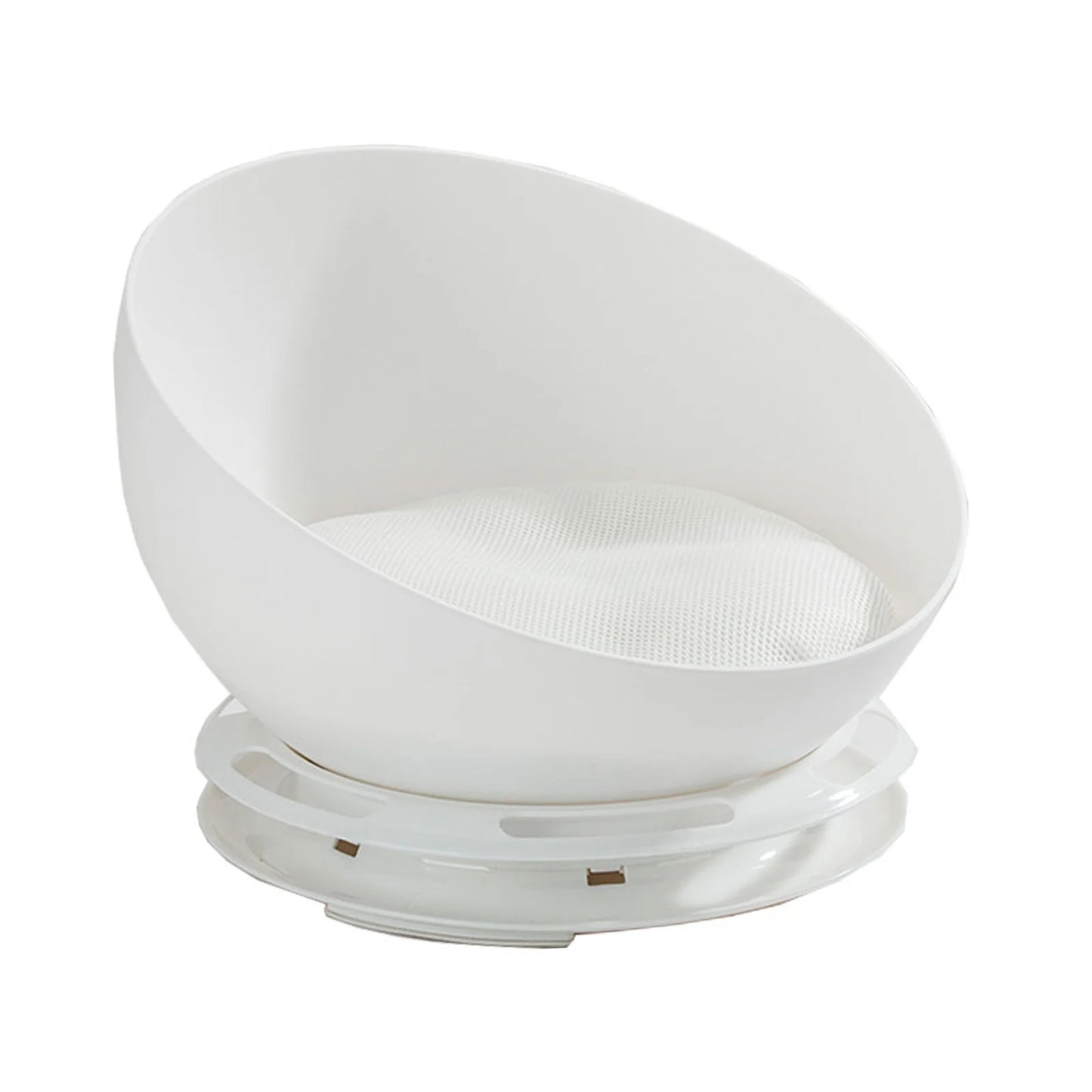 2-in-1 Mochi Round Cat Bed with Built-In Rolling Toy