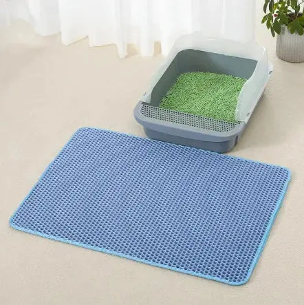 Close-up of textured mat catching litter and dust