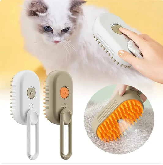 3-in-1 Electric Steam Brush for Cats & Dogs – Groom, De-shed & Massage - FurFresh™