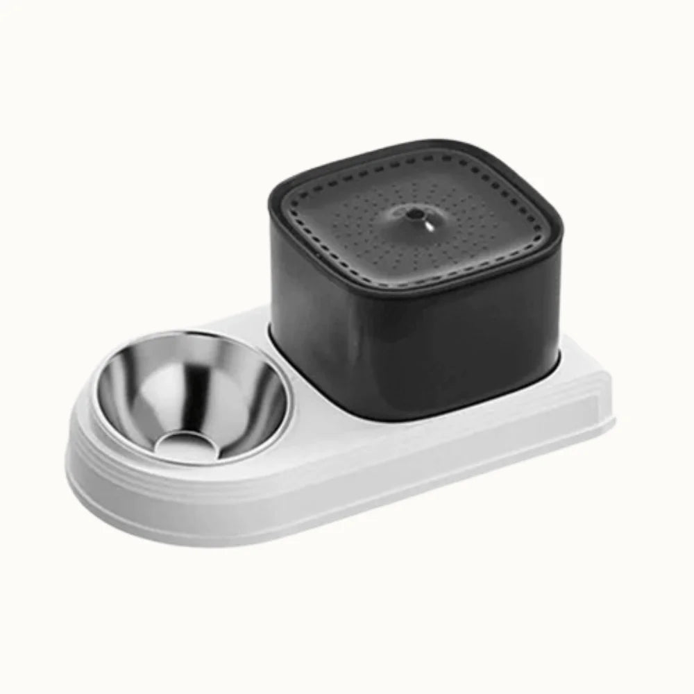 Automatic Cat Water Fountain with Feeding Bowl