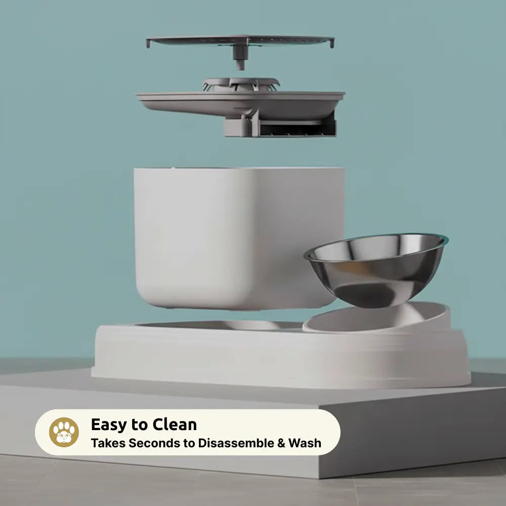 Automatic Cat Water Fountain with Feeding Bowl