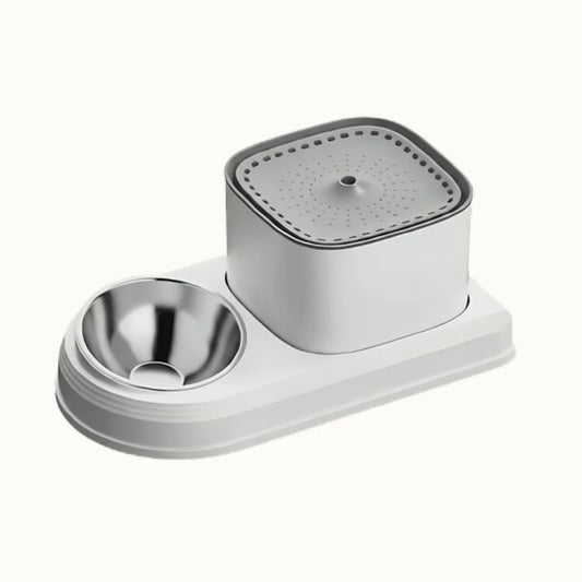 Automatic Cat Water Fountain with Feeding Bowl
