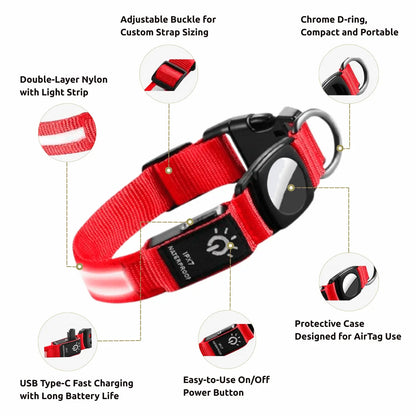 Luminous LED AirTag Dog Collar